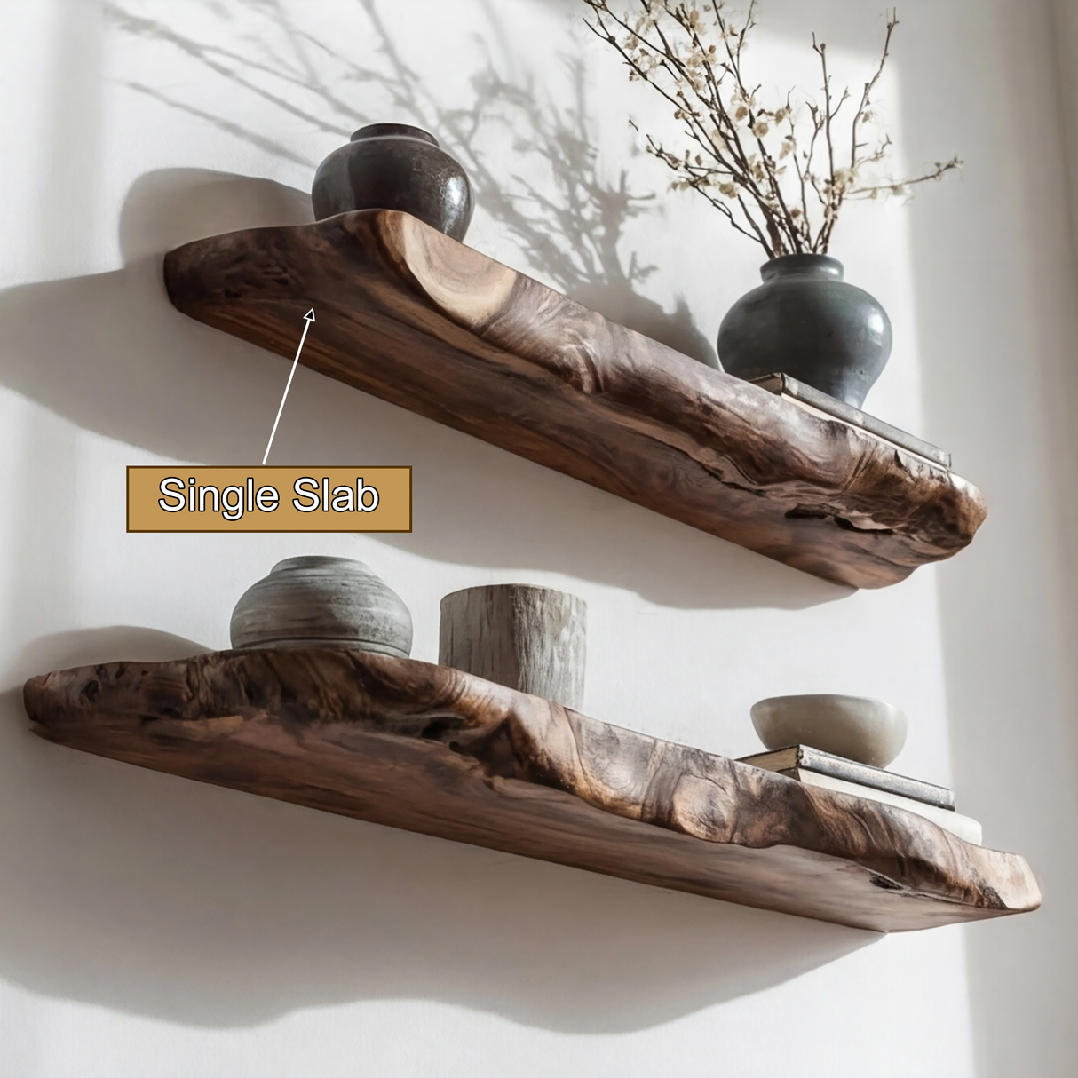Norvyn Live Edge Solid Wood Floating Shelf SPA653921 - Timberustic Floating Shelf