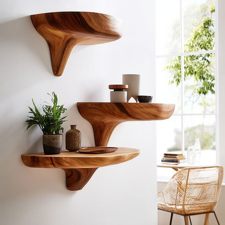 Norvyn Mushroom Solid Wood Floating Shelf SPA187695 - Timberustic Floating Shelf
