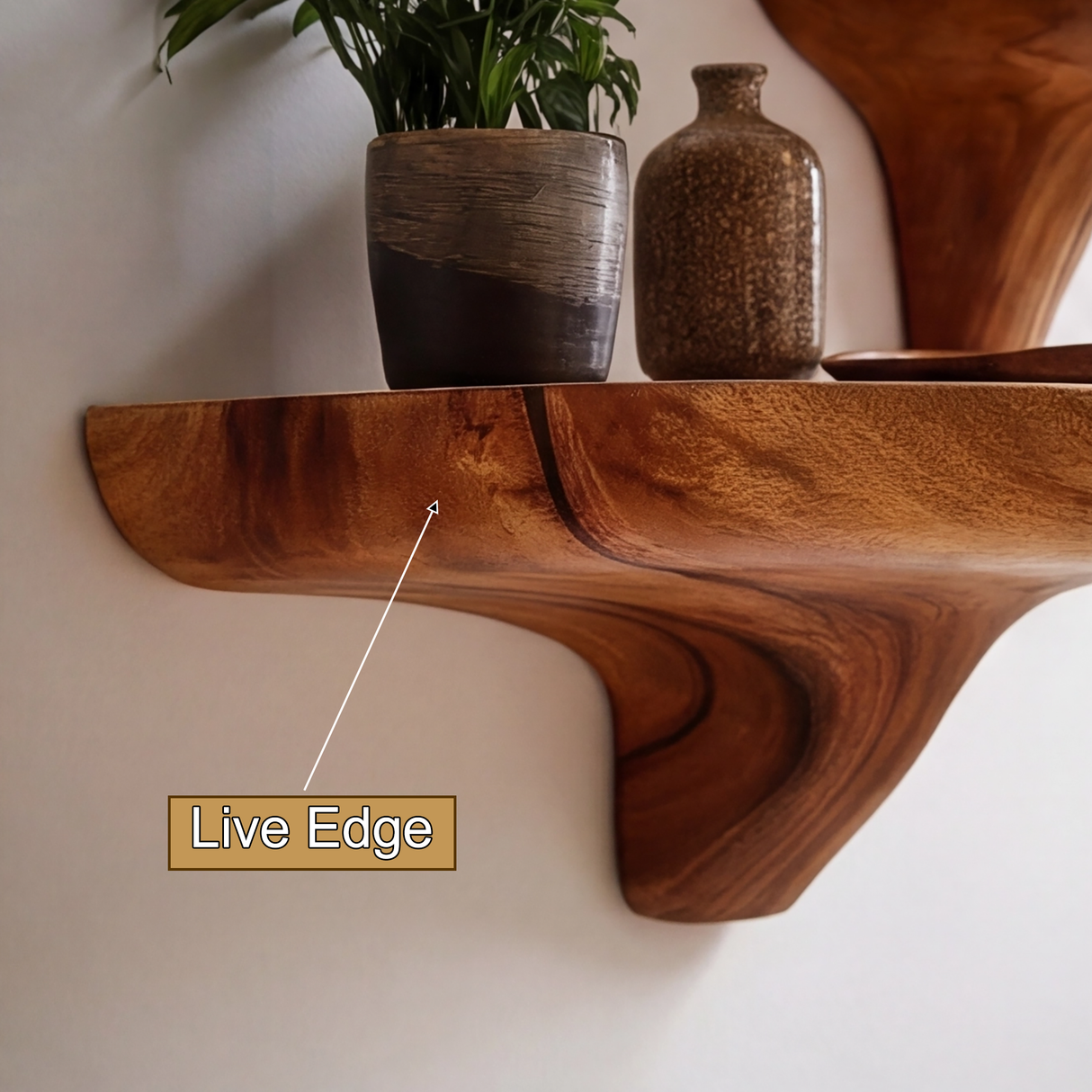 Norvyn Mushroom Solid Wood Floating Shelf SPA187695 - Timberustic Floating Shelf