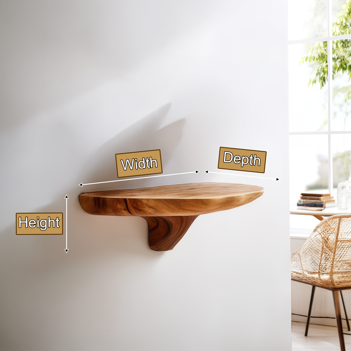 Norvyn Mushroom Solid Wood Floating Shelf SPA187695 - Timberustic Floating Shelf