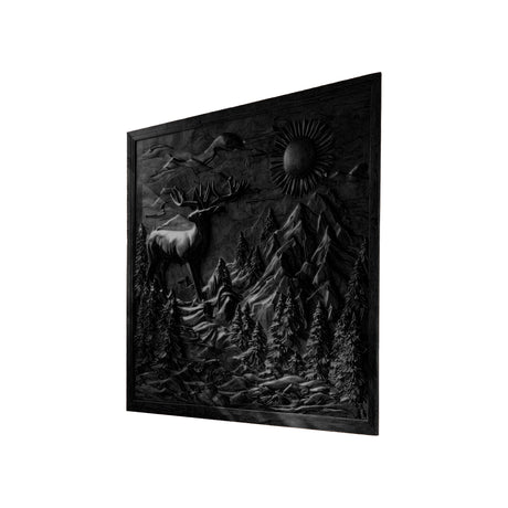 Norvyn Solid Wood Sculpted Wall Art Black - Timberustic Wall Art