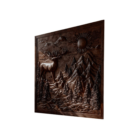Norvyn Solid Wood Sculpted Wall Art Dark Walnut - Timberustic Wall Art