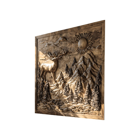 Norvyn Solid Wood Sculpted Wall Art Natural Oak - Timberustic Wall Art