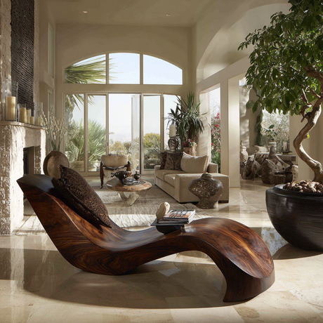 Norwyn Handcrafted Sculpted Solid Wood Chaise Lounge - Timberustic Chaise Lounge