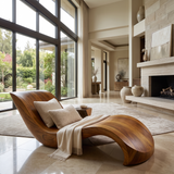 Norwyn Handcrafted Sculpted Solid Wood Chaise Lounge