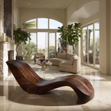 Norwyn Handcrafted Sculpted Solid Wood Chaise Lounge
