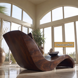 Norwyn Handcrafted Sculpted Solid Wood Chaise Lounge