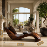 Norwyn Handcrafted Sculpted Solid Wood Chaise Lounge