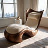 Novera Handcrafted Sculpted Solid Wood Chaise Lounge