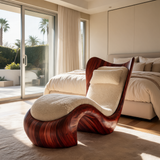 Novera Handcrafted Sculpted Solid Wood Chaise Lounge