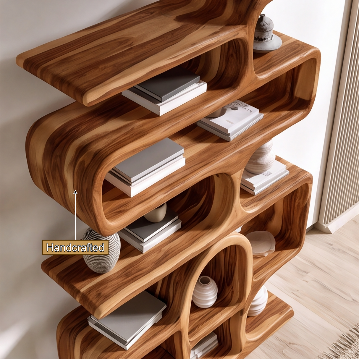 Novera Handcrafted Solid Wood Bookshelf