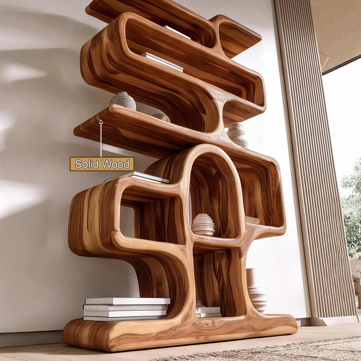 Novera Handcrafted Solid Wood Bookshelf