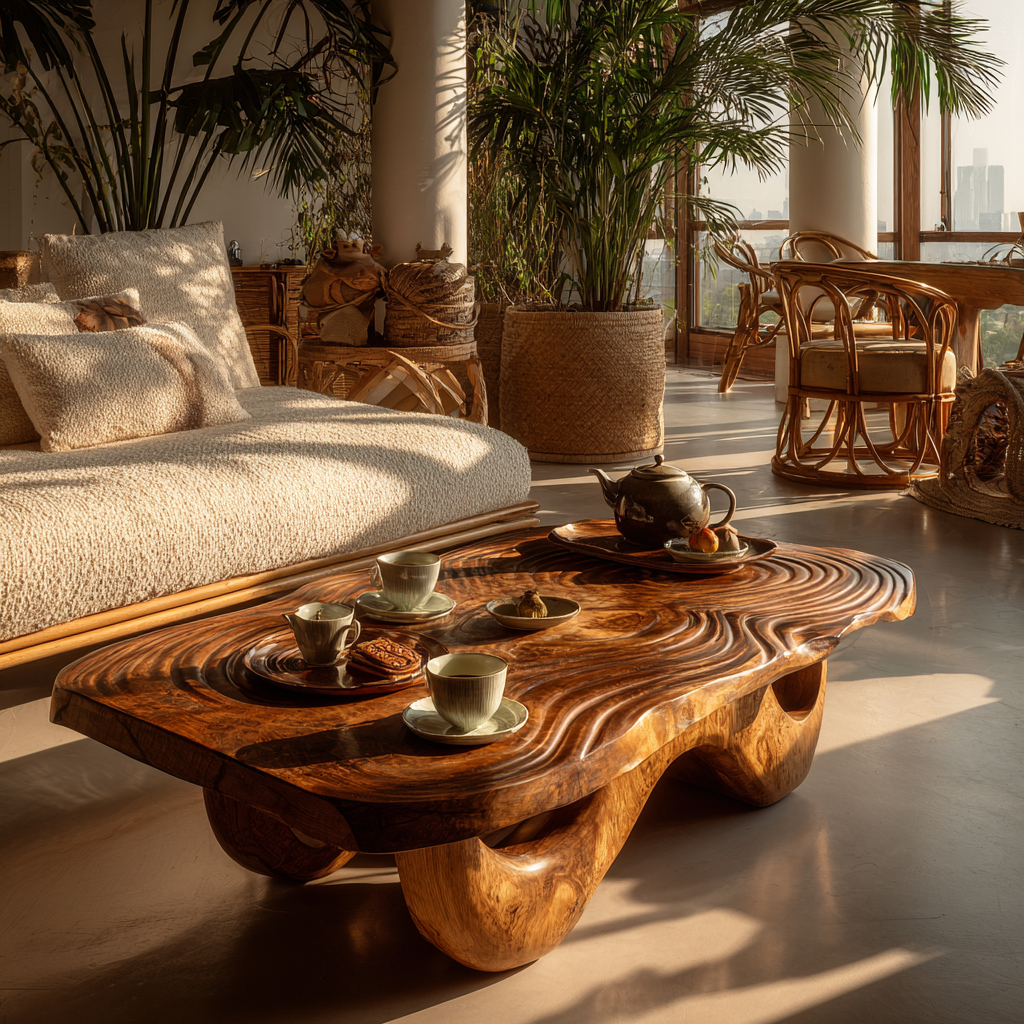 Nuvra Wave Solid Wood Coffee Table