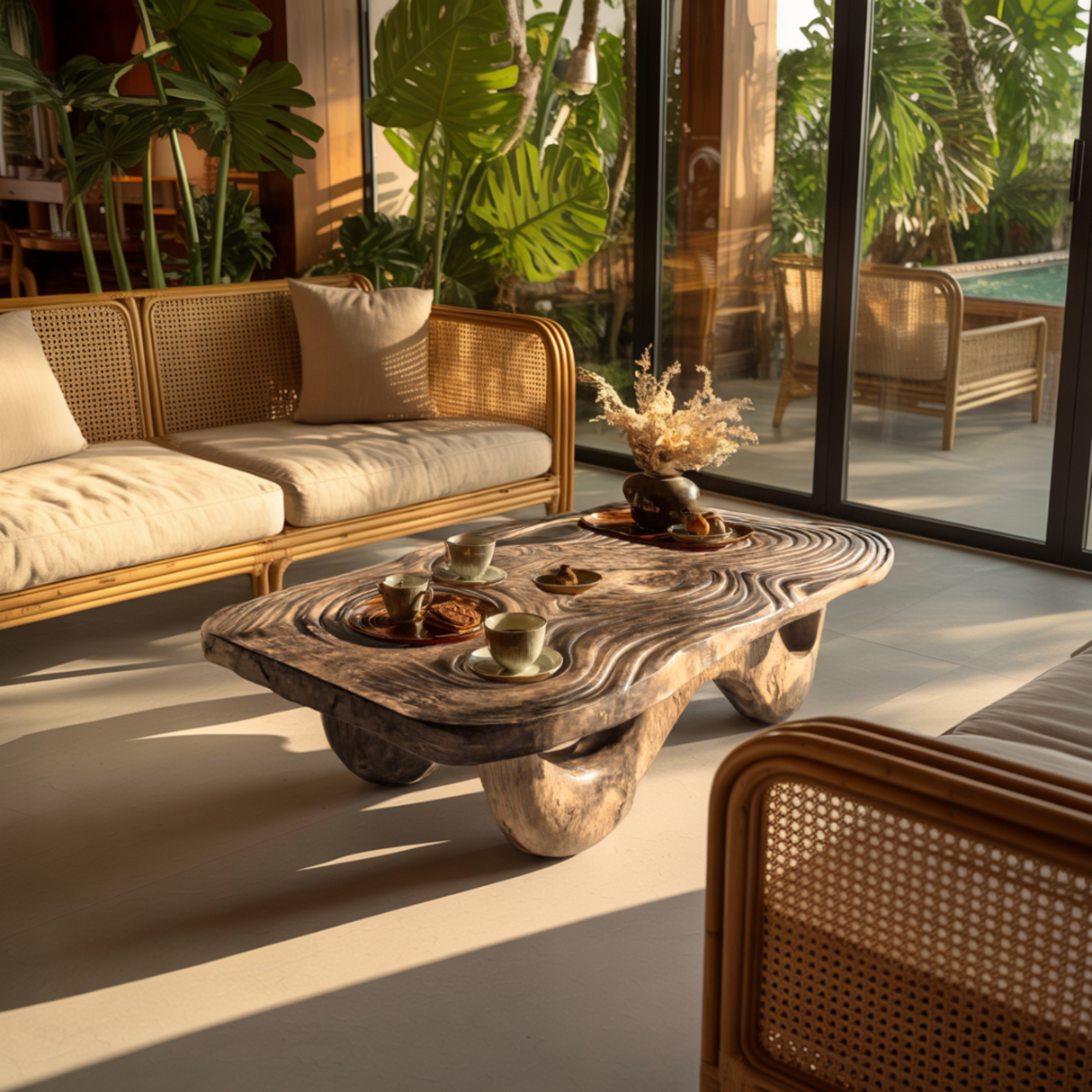 Nuvra Wave Solid Wood Coffee Table