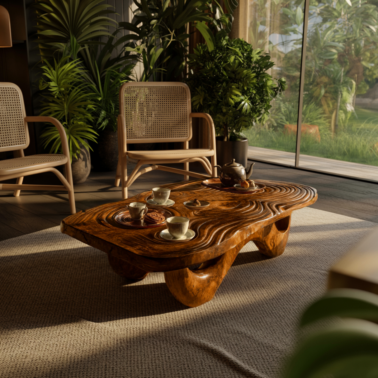 Nuvra Wave Solid Wood Coffee Table