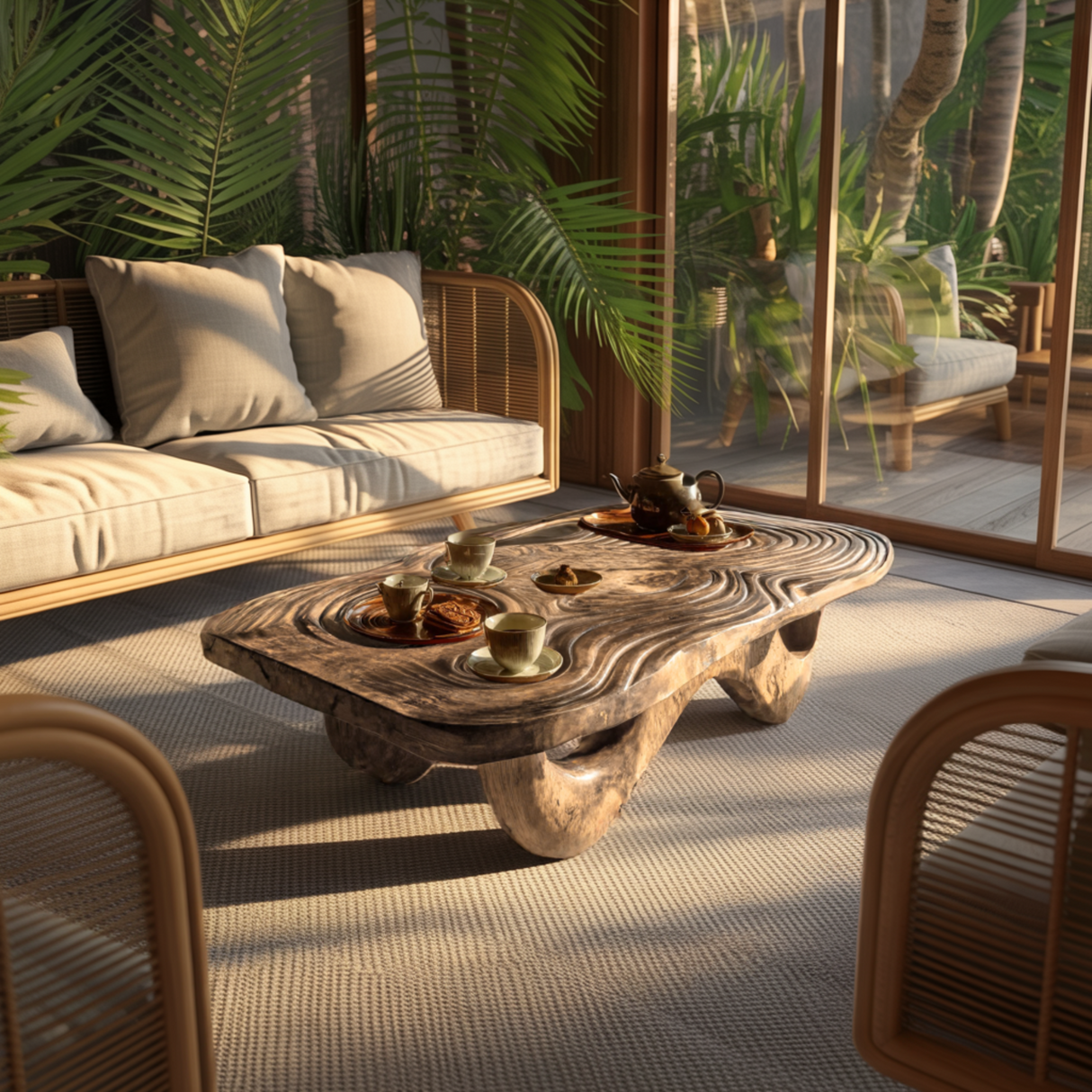 Nuvra Wave Solid Wood Coffee Table