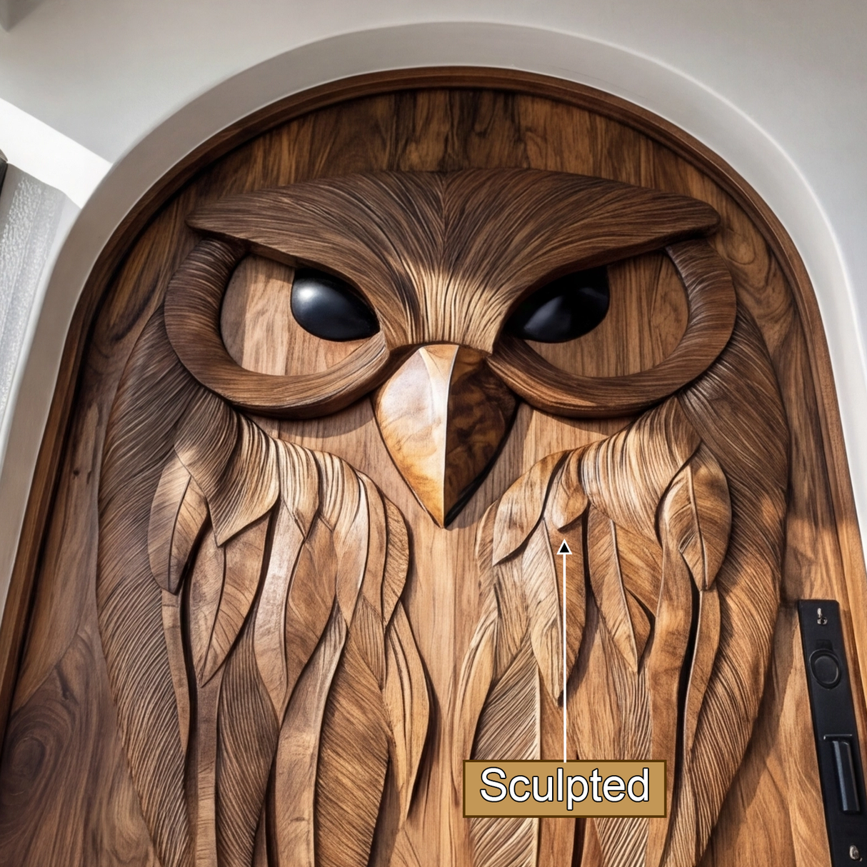 Nythera Sculpted Solid Wood Arched Double Doors - Timberustic Door