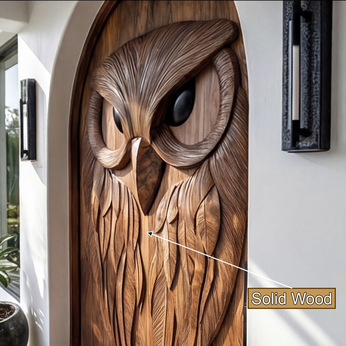 Nythera Sculpted Solid Wood Arched Double Doors - Timberustic Door