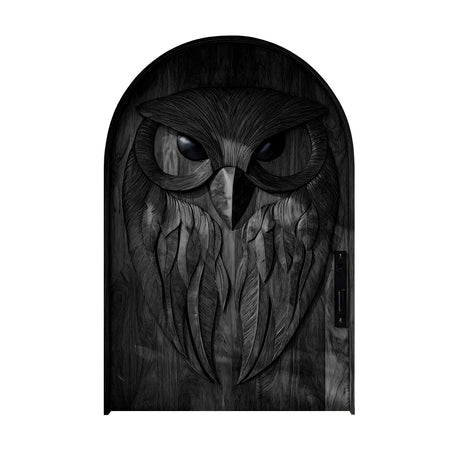 Nythera Sculpted Solid Wood Arched Double Doors Black - Timberustic Door