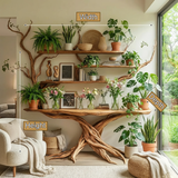 Nythera Sculpted Solid Wood Console Table with Shelves - Timberustic Console Table with Shelves