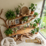 Nythera Sculpted Solid Wood Console Table with Shelves - Timberustic Console Table with Shelves