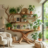 Nythera Sculpted Solid Wood Console Table with Shelves - Timberustic Console Table with Shelves