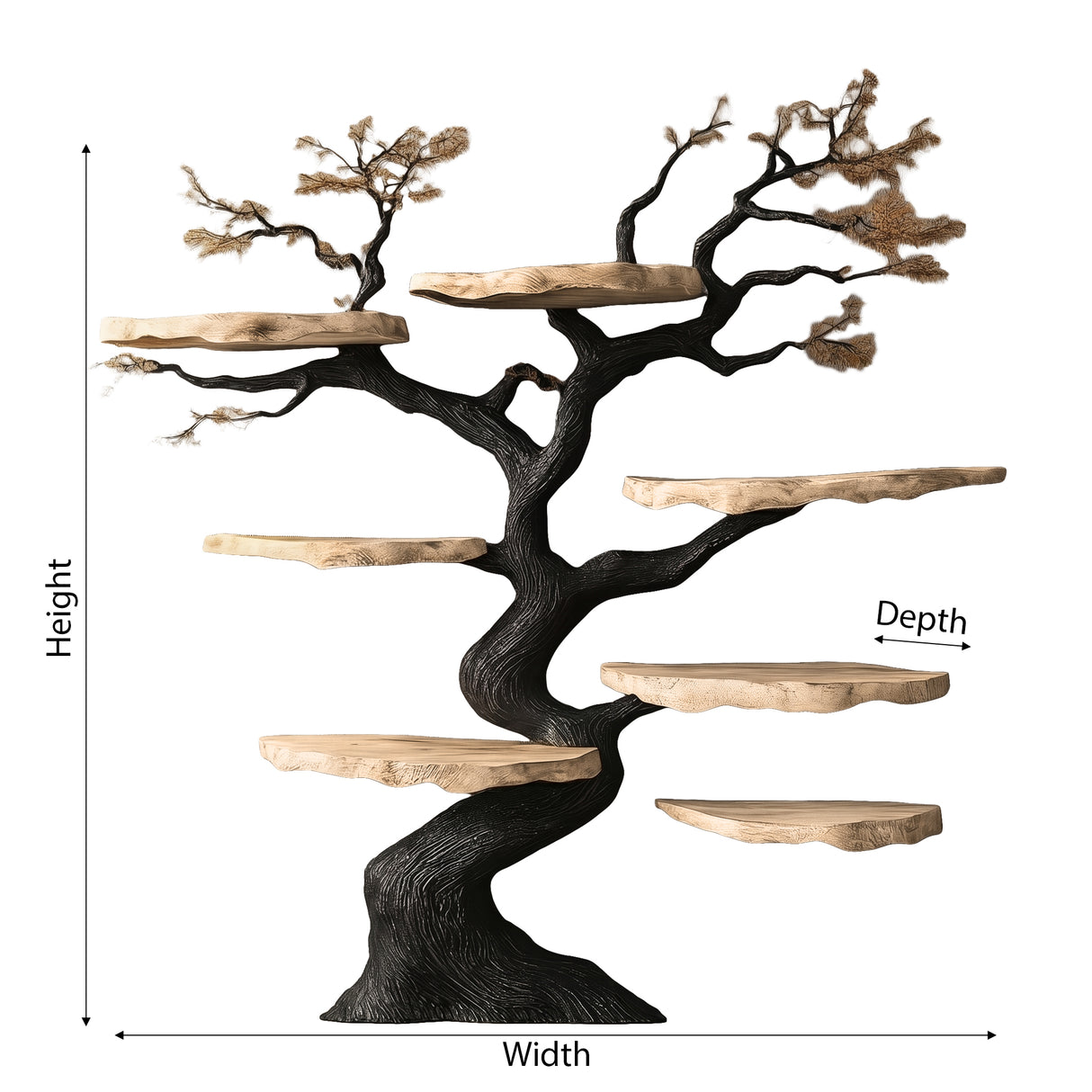Nythera Sculpted Solid Wood Tree Bookshelf - Timberustic Tree Bookshelf