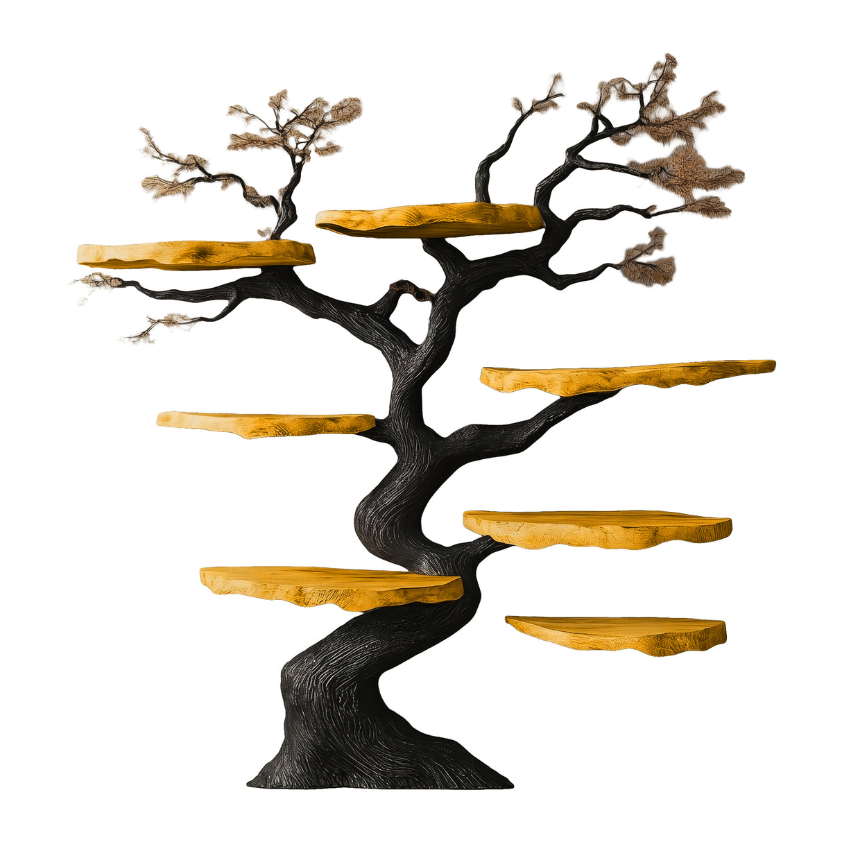 Nythera Sculpted Solid Wood Tree Bookshelf Teak - Timberustic Tree Bookshelf