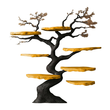 Nythera Sculpted Solid Wood Tree Bookshelf Teak - Timberustic Tree Bookshelf