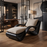 Nytheris Handcrafted Sculpted Solid Wood Chaise Lounge