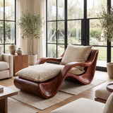 Nytheris Handcrafted Sculpted Solid Wood Chaise Lounge