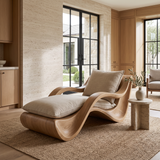 Nytheris Handcrafted Sculpted Solid Wood Chaise Lounge