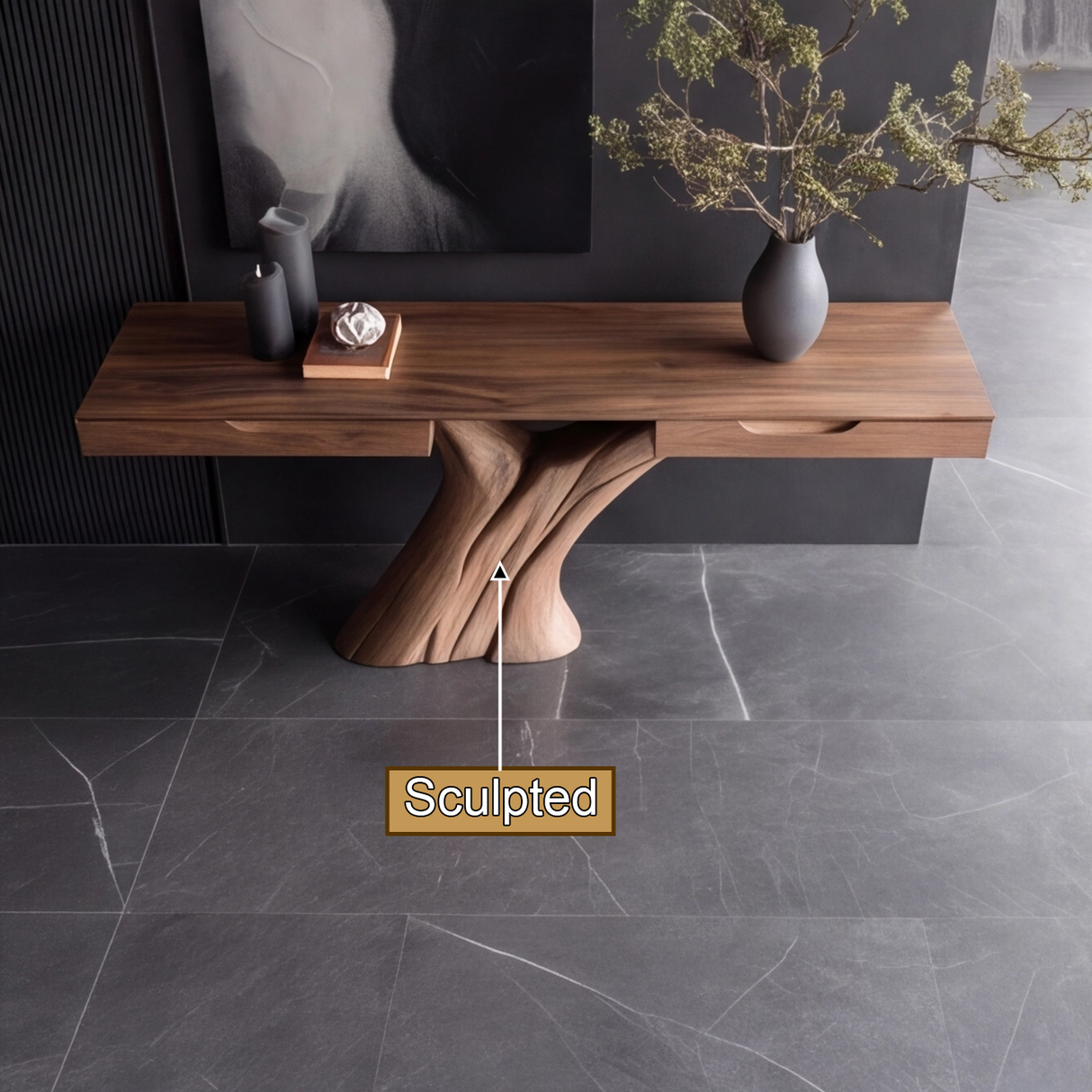 Nyvareth Solid Wood Sculpted Console Table - Timberustic Console Table