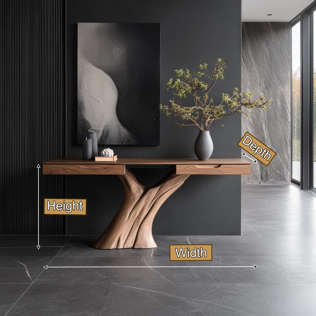 Nyvareth Solid Wood Sculpted Console Table - Timberustic Console Table