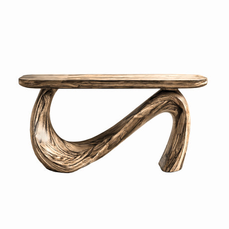Nyverra Sculpted Solid Wood Console Table Natural Oak - Timberustic Console Table