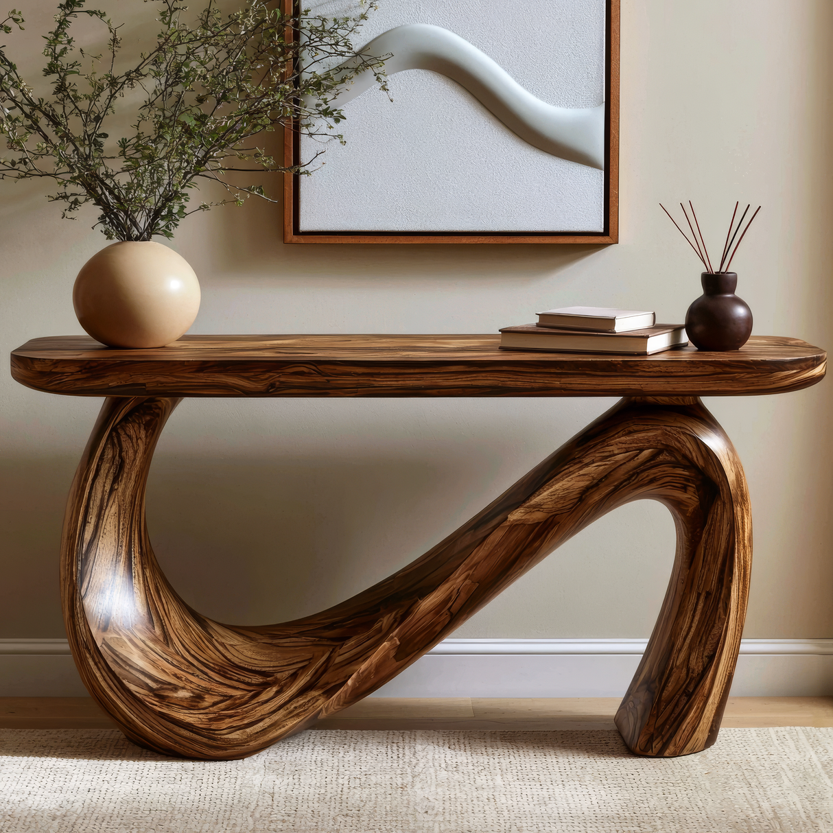 Nyverra Sculpted Solid Wood Console Table - Timberustic Console Table
