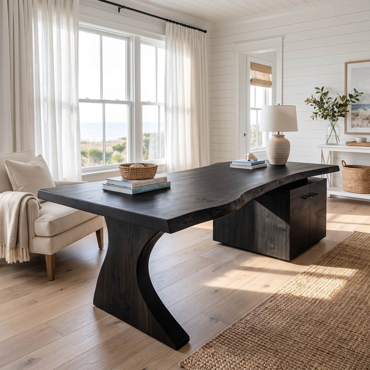 Nyxora Live Edge Solid Wood Desk with Drawers Black - Timberustic Desk With Drawers