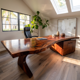 Nyxora Live Edge Solid Wood Desk with Drawers Mahogany - Timberustic Desk With Drawers