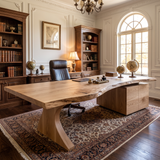 Nyxora Live Edge Solid Wood Desk with Drawers Natural Oak - Timberustic Desk With Drawers