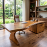 Nyxora Live Edge Solid Wood Desk with Drawers Teak - Timberustic Desk With Drawers