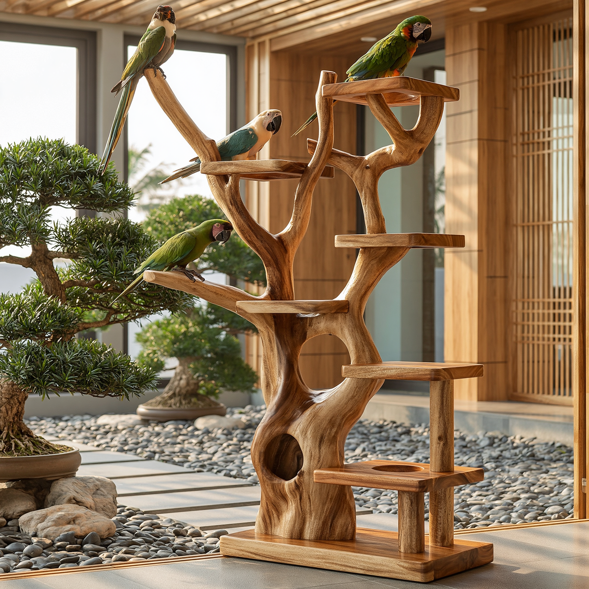 Oakhollow Handcrafted Tree Branch Parrot Stand SPA938893 - Timberustic Tree Branch Parrot Stand