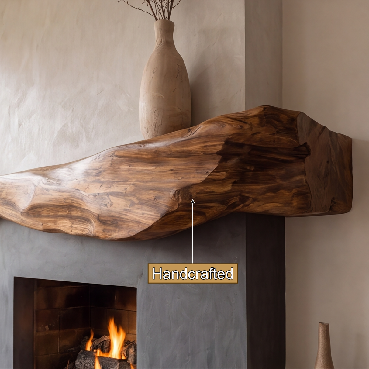 Oakmere Handcrafted Live Edge Solid Wood Fireplace Mantel Shelf SPA214361 - Timberustic Fireplace Mantel Shelf