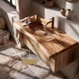 Oakmere Handcrafted Solid Wood Floating Bathroom Vanity with Drawers