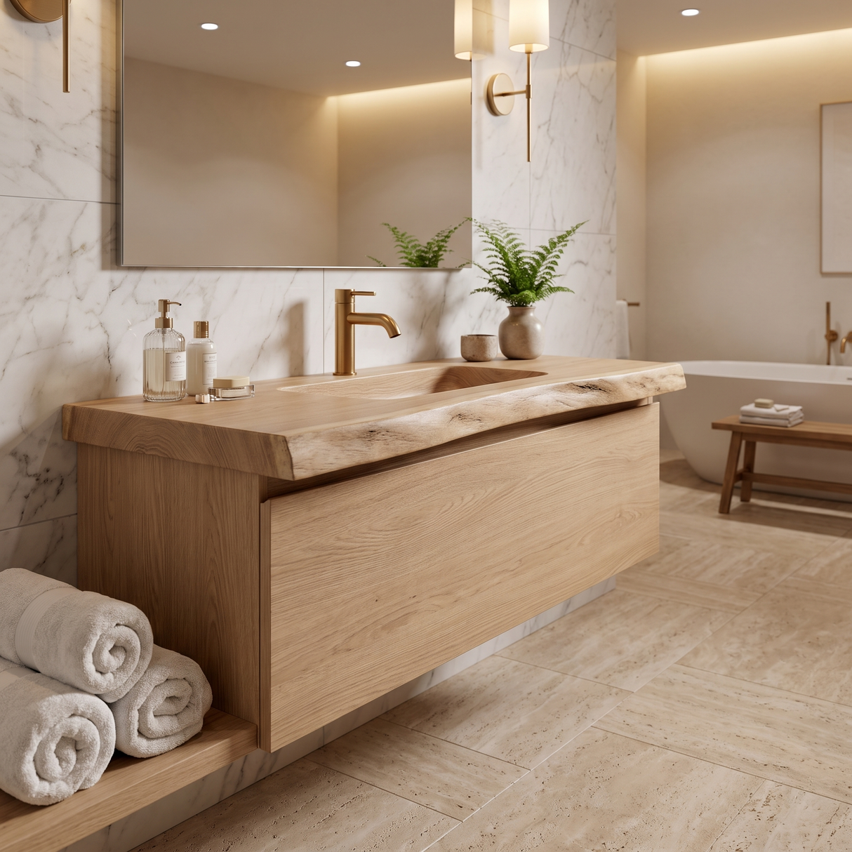 Oakmere Handcrafted Solid Wood Floating Bathroom Vanity with Drawers - Timberustic Floating Bathroom Vanity With Drawers
