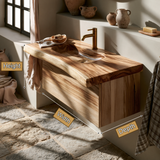 Oakmere Handcrafted Solid Wood Floating Bathroom Vanity with Drawers