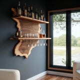 Oakmere Live Edge Solid Wood Floating Wine Shelf  SPA912481