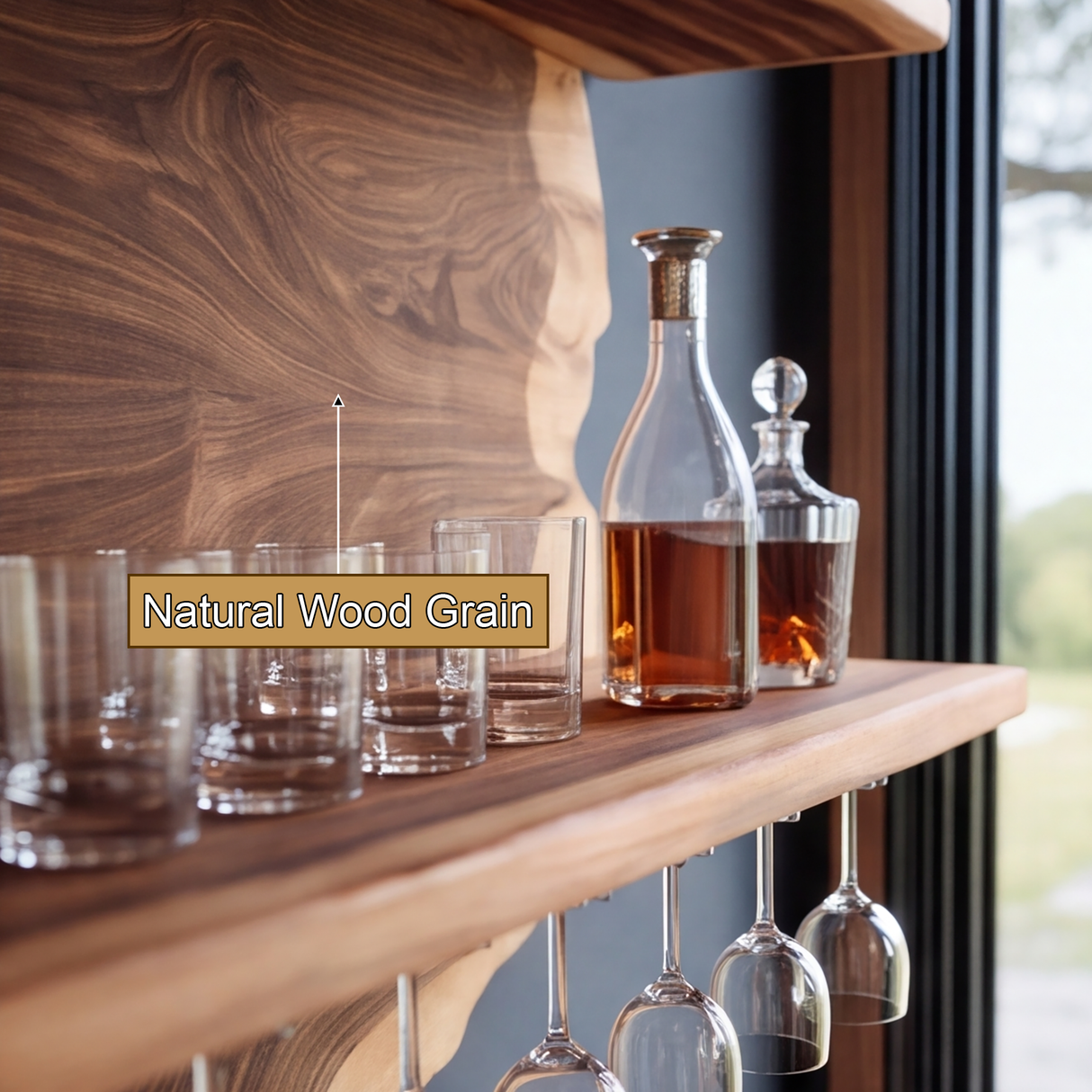 Oakmere Live Edge Solid Wood Floating Wine Shelf  SPA912481