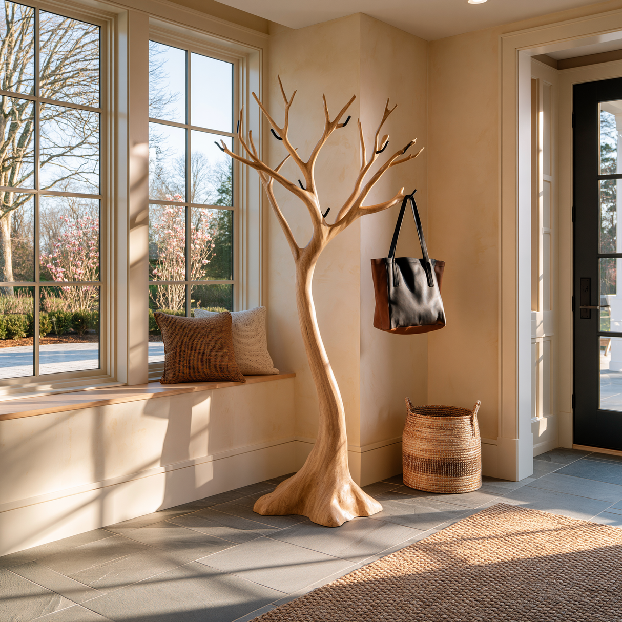 Oakmere Sculpted Solid Wood Tree Coat Rack - Timberustic Tree Coat Rack