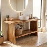 Oakmere Solid Wood Freestanding Bathroom Vanity with Open Storage
