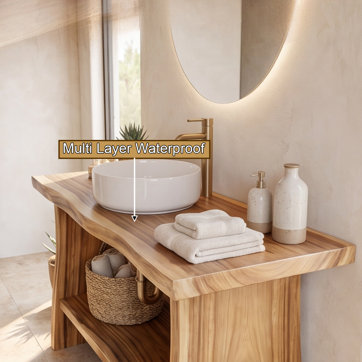 Oakmere Solid Wood Freestanding Bathroom Vanity with Open Storage